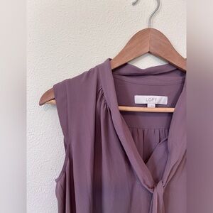 Ann Taylor Loft “chiffon” Sleeveless tie neck blouse in mauve